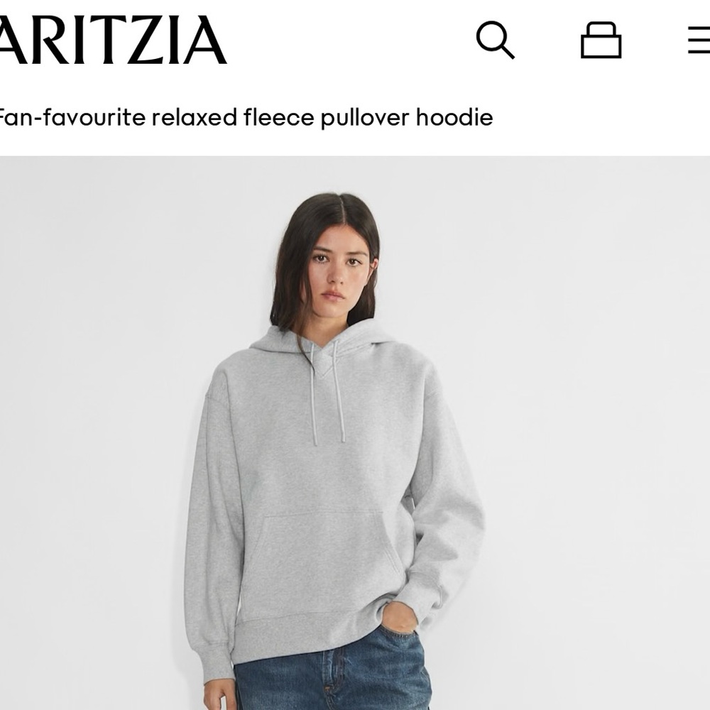 Aritzia Gray Fleece Pullover Hoodie